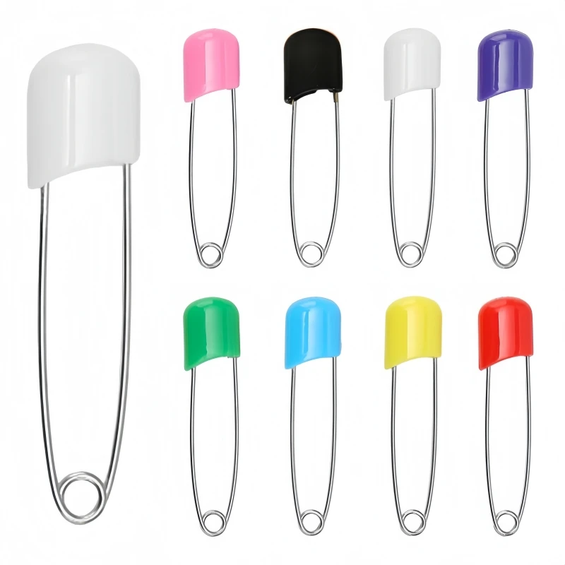 50Pc 4/5.4cm Stainless Steel Baby Safety Locking Pin Plastic Head Diaper Pin Buckles For Sewing Quilting Knitting Stitch Markers