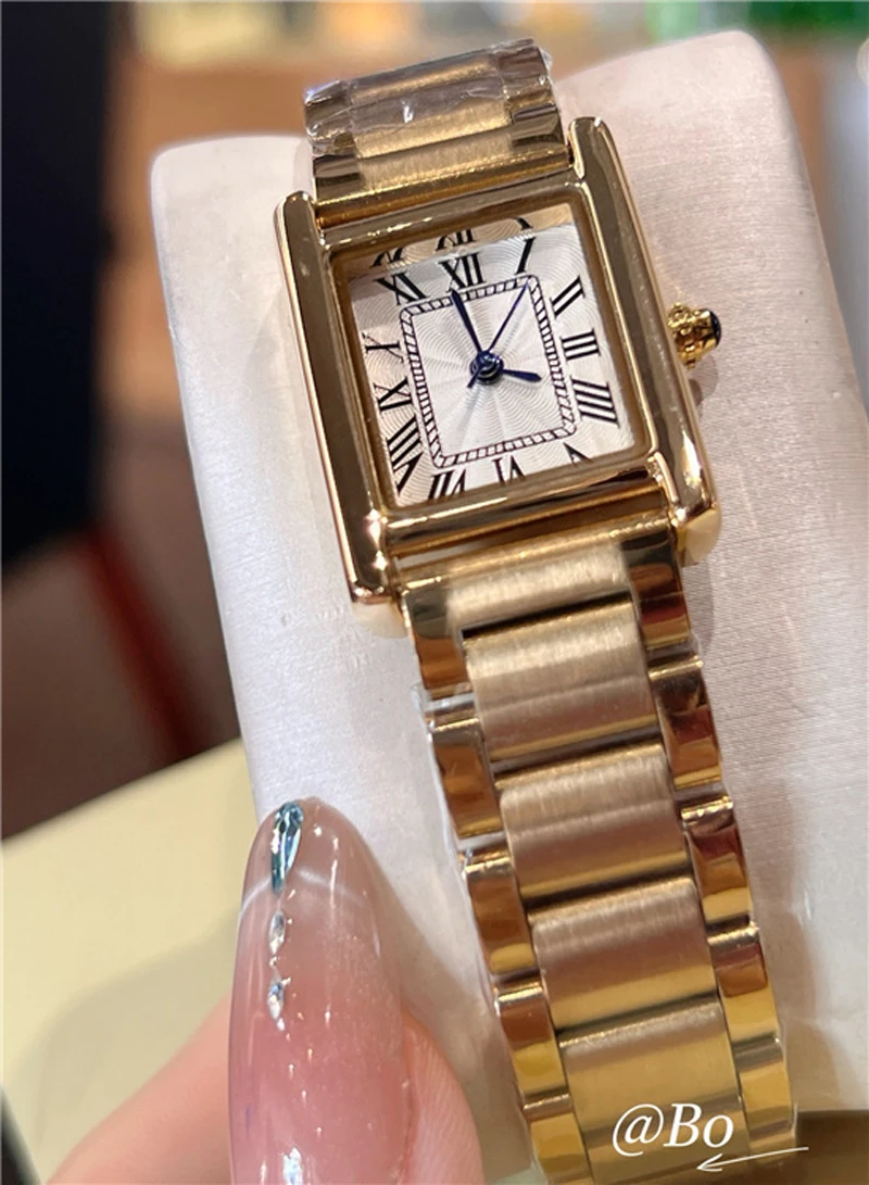Модные брендовые наручные часы для женщин и девочек, 22 мм, красивый прямоугольный циферблат, стальной ремешок, кварцевые роскошные часы, хорошее качество CA199