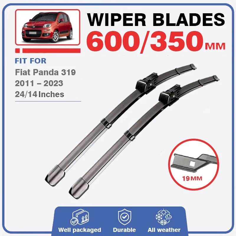 Front Rear Wiper Blades For Fiat Panda 319 2011 - 2023 Windshield Wipers Windscreen Car Accessories Cross 2019 2018 2017 2016