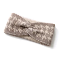 Autumn Winter Solid Knitting 100% Cashmere Women Headband Weaving Cross Soft Warm Hair Bands Girl Hair Accessories High Quality