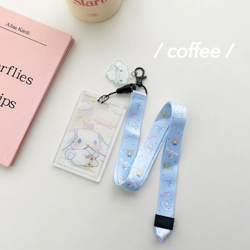 Cute Cartoon Lanyard Transparent ID Credit Card Holder Bus Subway Access Work Permit Card Neck Strap Hang Rope Lariat Gifts