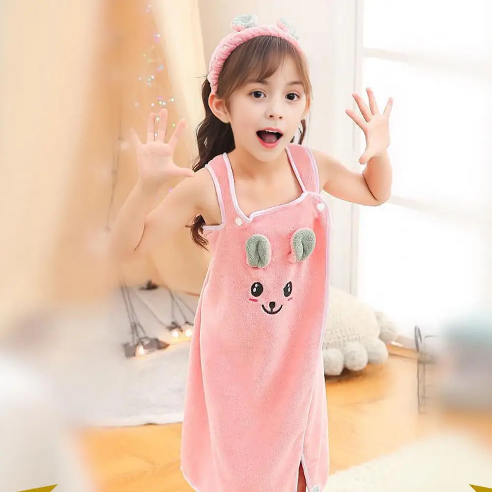 Cute Rabbit Ear Design Towel Kids Rabbit Ear Bath Skirt Towel Coral Velvet Dress Style Wrap for Beach Swimming Pool for Quick