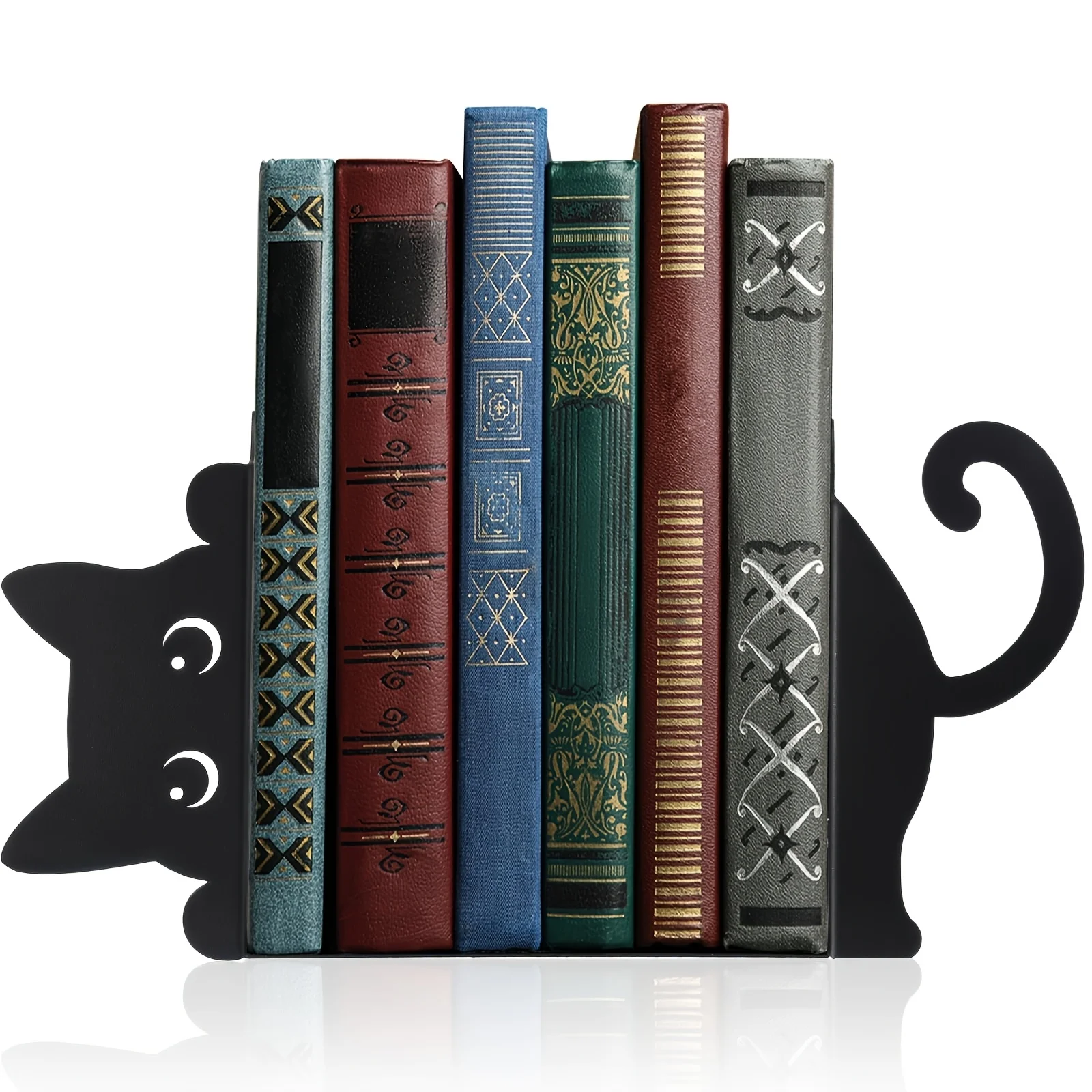 Charming Metal Bookends Featuring Cats, a Unique Gift for Book Lovers, Durable Metal Decor for Books, Artistic Decoration