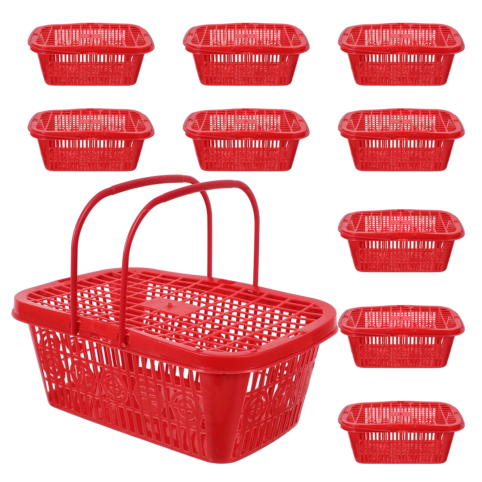 

10pcs Small Square Plastic Fruit Picking Basket 1kg Portable Strawberry Container Gardening Use Berry Grapes Vegetables Storage
