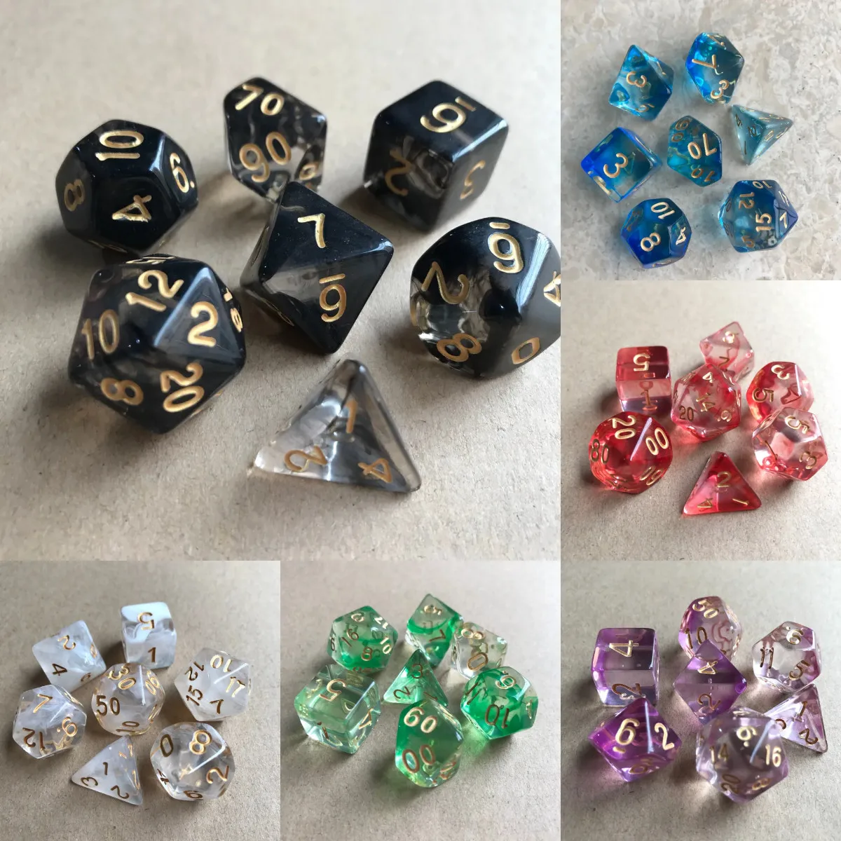 Transparent Polyhedral Dice 7pcs/lot DND Dice Set D4 D6 D8 D10 D12 D20 Multi-sided Dice for TRPG DND RPG Board Games Accessories