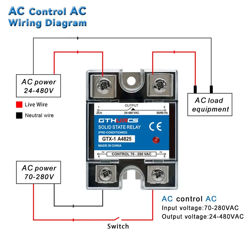 SSR 10A to 120A DA AA DD Single Phase DC Control AC 3-32VDC Control 220V AC 10DA 25DA 40DA Solid State Relay DC-AC 25A 40A