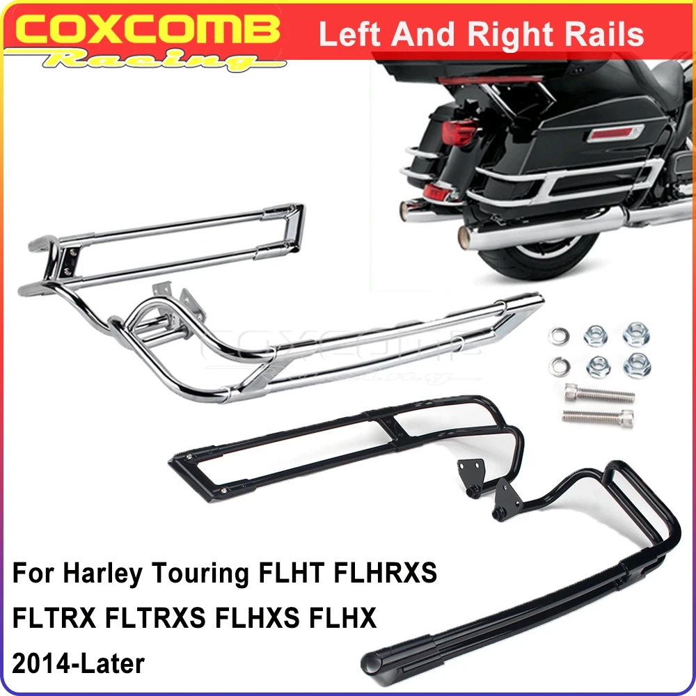 

Left&Right Saddlebag Guard Rails Mount Support Black Holder For Harley Touring Electra Glide FLHTCU FLHTCUL FLHTK FLHTKL FLHXS