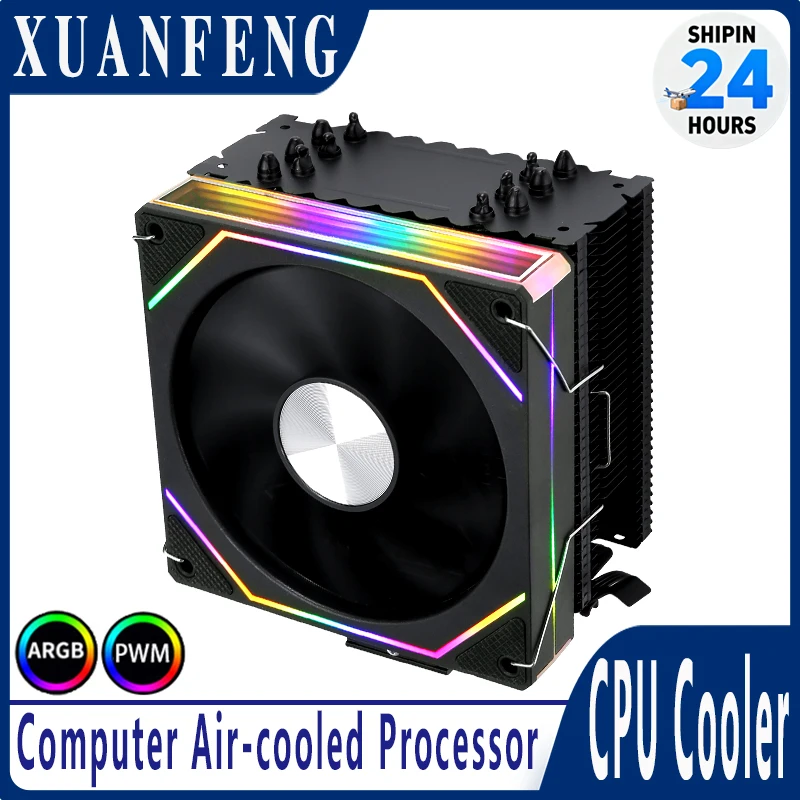 

XUANFENG CPU Processor Black/White Cooler 120mm ARGB Fan 4/6 Heat Pipe Compatible LGA2011-3 2066 x79 x99 115x 1200 1700 18xx AMD