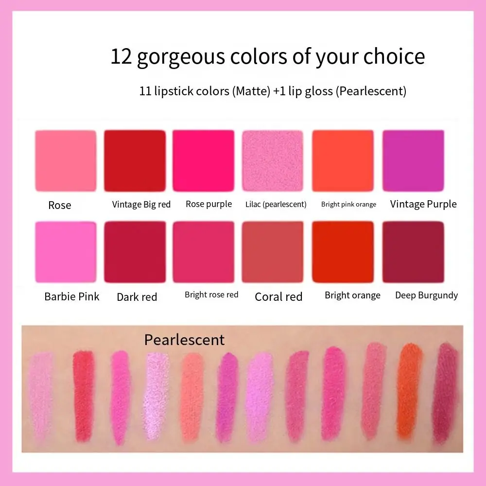 Long Lasting 12 Colors Korean Cosmetics Makeup Tool Lip Mud Lip Glaze Lip Gloss Palette Velvet Matte Lipgloss Lip Tint Lipstick