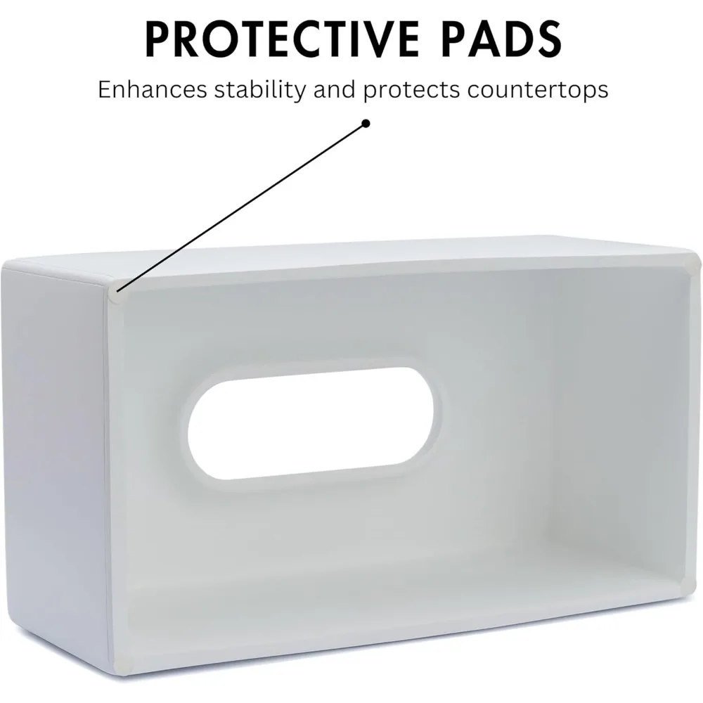 غطاء علبة مناديل بيضاء غير لامعة، موزع مستطيل للحمام والمطبخ والمكتب والفندق ومكتب السيارة