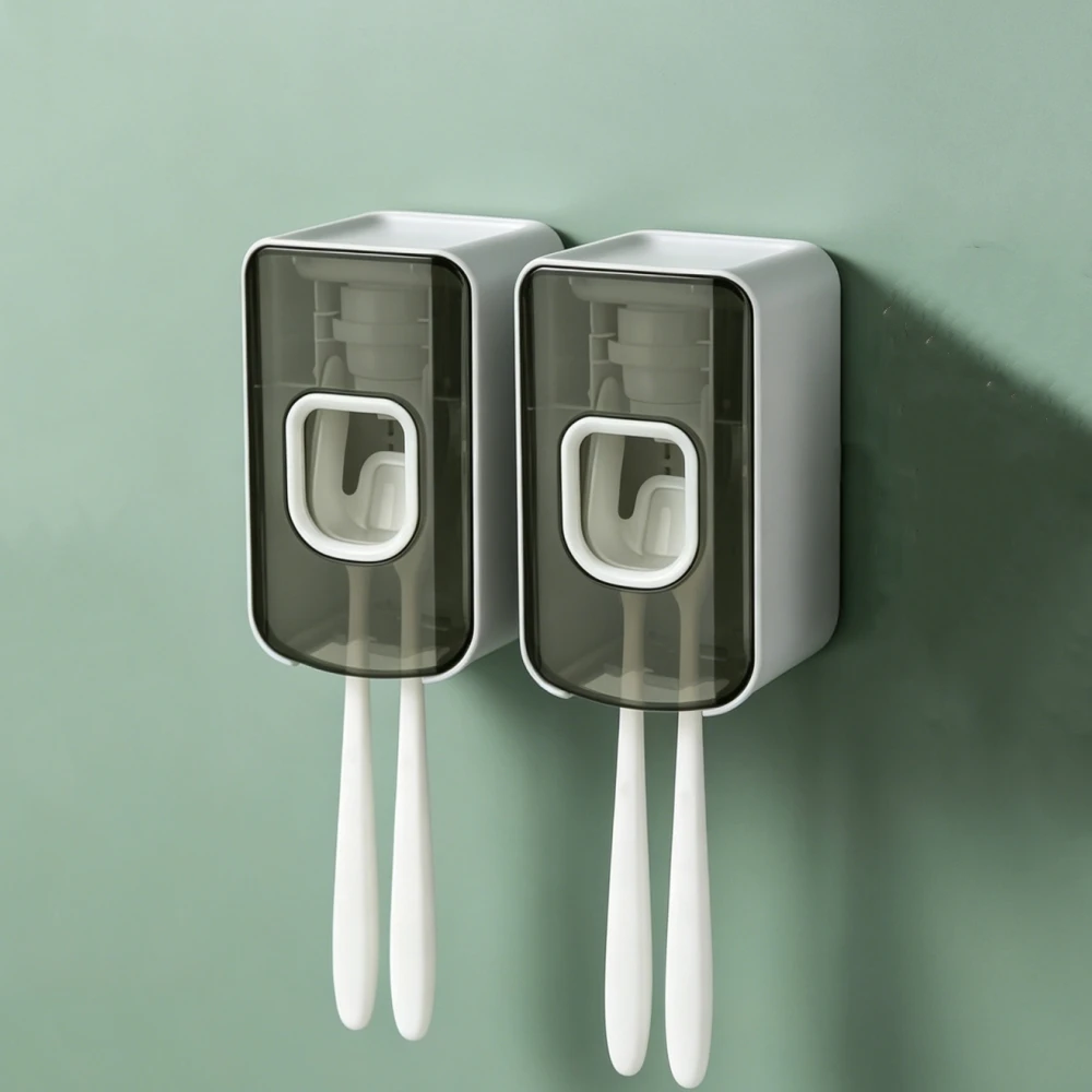 

Держатели для зубных щеток (2 шт.) с дозатором для зубной пасты на 2 слота, настенный самоклеящийся органайзер для хранения зубных щеток для ванной комнаты