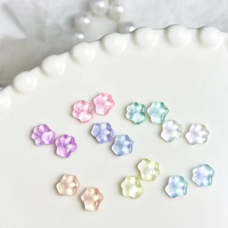 30PCS Resin Translucent Cute Cat Claw Nail Art Charms Colorful Mini Claw Mocha Aurora Series Nail Decorations for DIY Nail Parts