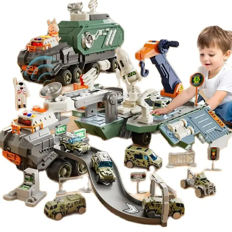 Store deformed big truck toy Children Boy Alloy sliding armored vehicle towed transport missiles