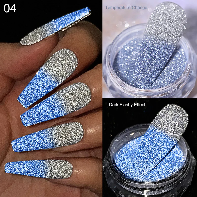 1 Boxed Versatile Shining Thermal Nail Flash Powder Temperature Changing Nails Glitter Dust Manicure Sequins Decor Accessories 8