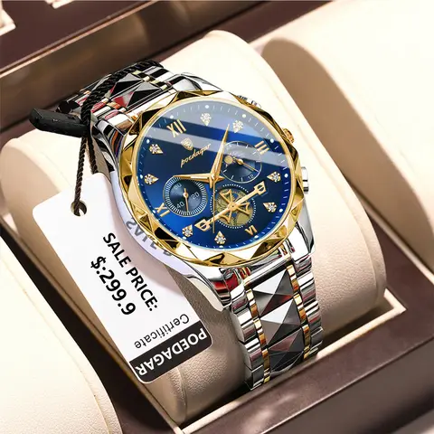 Reloj de pulsera POEDAGAR de lujo para hombre, cronógrafo resistente al agua, reloj luminoso para hombre, relojes deportivos de cuarzo de acero inoxidable de alta calidad para hombre