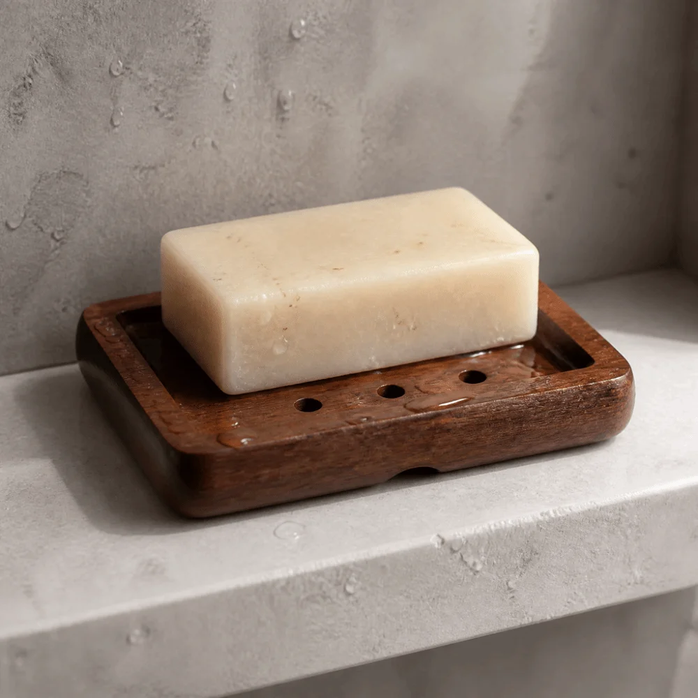 Portable Black Walnut Wooden Soap Dish Wood 10*14cm Soap Box Case Soap Saver Box for Shower