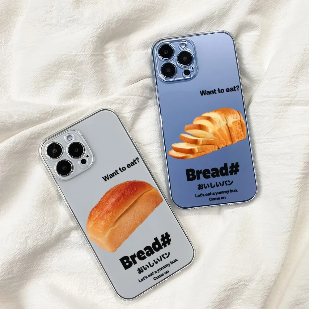 Funny Breakfast Toast Butter Bread  Phone Case For Samsung GalaxyS20 S21 S22 S23 FE Lite Plus A71 Note20 Transparent Shell