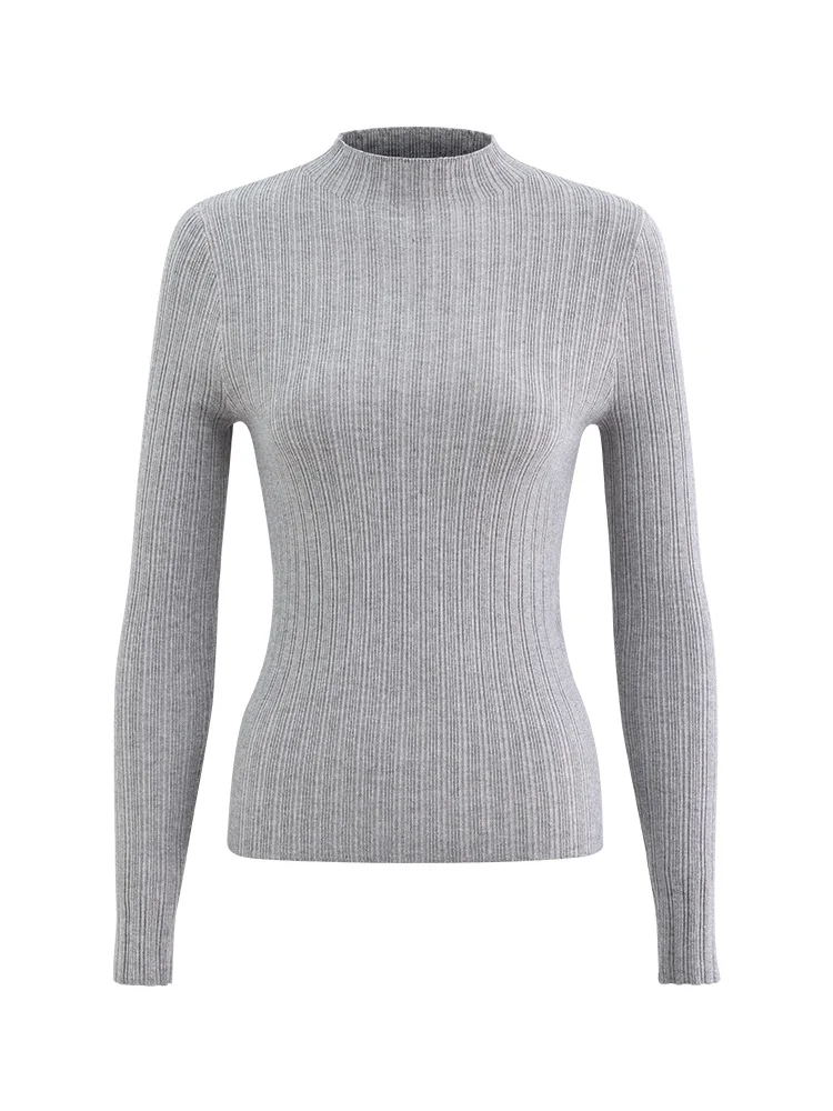 المرأة سليم صالح اللون سترة f عالية الياقة قاعدة مرنة irt ملابس داخلية تي شيرت طويل Sve الخريف الشتاء Faion #5