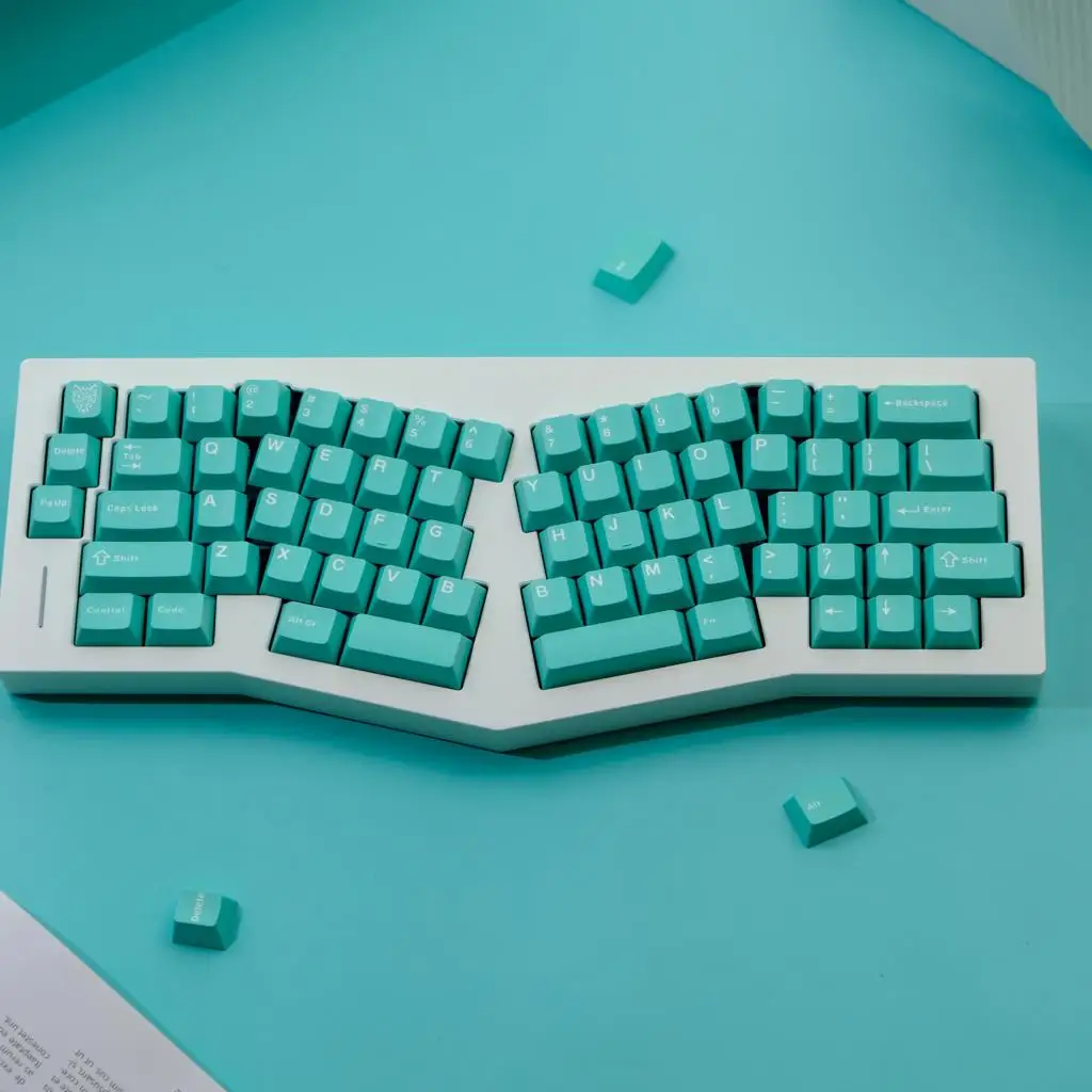 114 Keys Cyan Double Shot PBT Keycaps  Cherry Profile Keyboard Keycaps for Gateron MX Switches Mechanical Gamer Keyboard