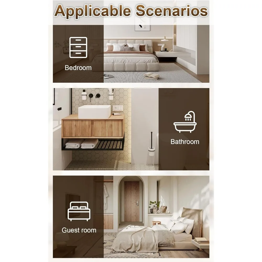 مجموعة مقابض أبواب الخصوصية بدون مفتاح مكونة من 4 قطع، مقابض قاعدة مربعة داخلية لغرفة النوم والحمام، مقابض أبواب بتصميم كلاسيكي للتعزيز