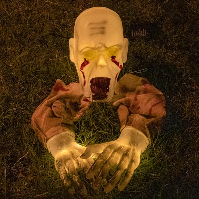 Unique Luminescent Skeleton Figurine Set Crawling Ghostly Glowing Skull Head Hands for Halloween Indoor Outdoor DropShipping