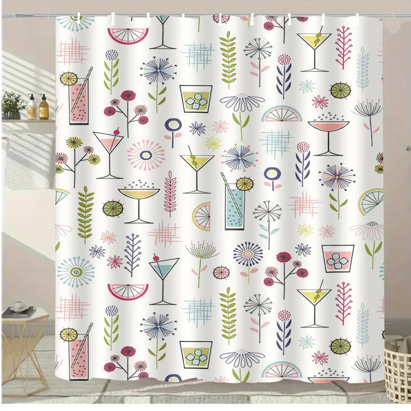 

Летние напитки, моющаяся грязеотталкивающая занавеска для душа, насадка для душа, водонепроницаемая полиэстеровая занавеска для ванны для домашнего декора, аксессуары