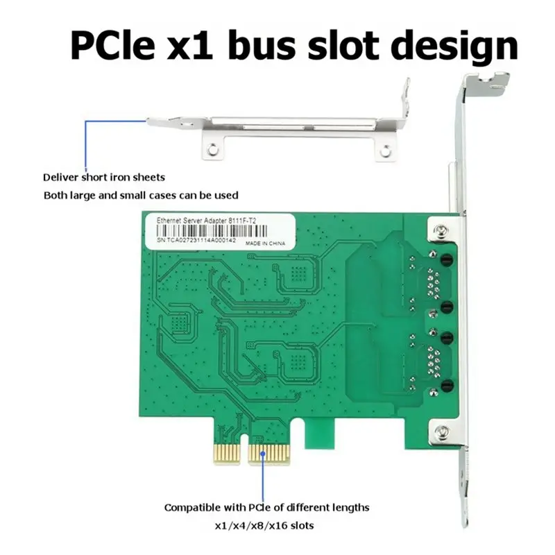 Exquisite-Realtek RTL8111 Chip, 1Gbps Pcie X1 To Dual Port Gigabit Network Card, 2 Ports Desktop Ethernet Server Adapter
