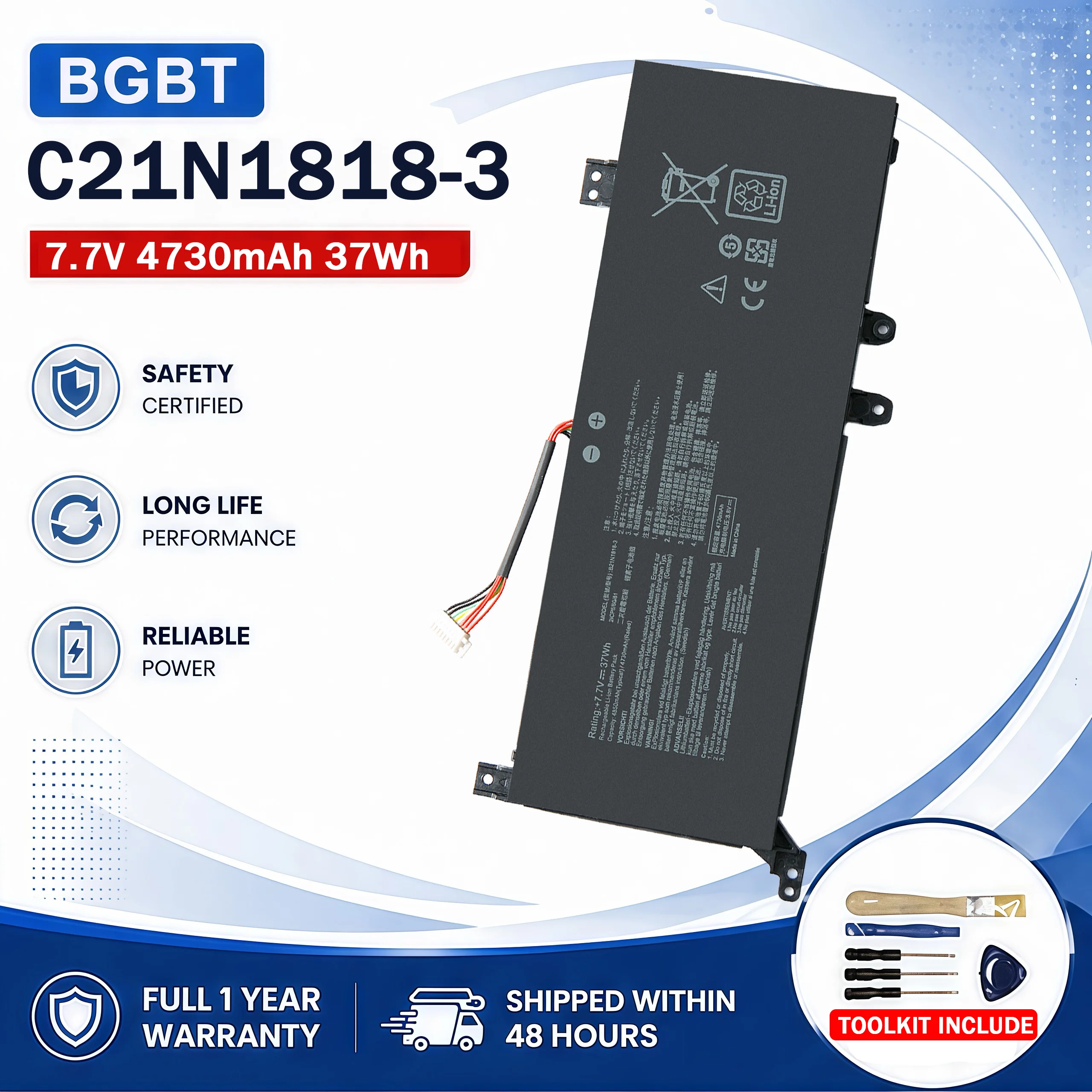 C21N1818-3 Laptop Battery For ASUS VivoBook 15 X509U X545FB F509FA 14 F409FA E409DA X412DA X412F Y4200F Series with Tools