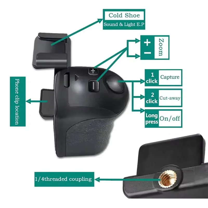 Empuñadura de función completa para teléfono, refuerzo de Selfie, soporte estabilizador de fotos Bluetooth con liberación de obturador