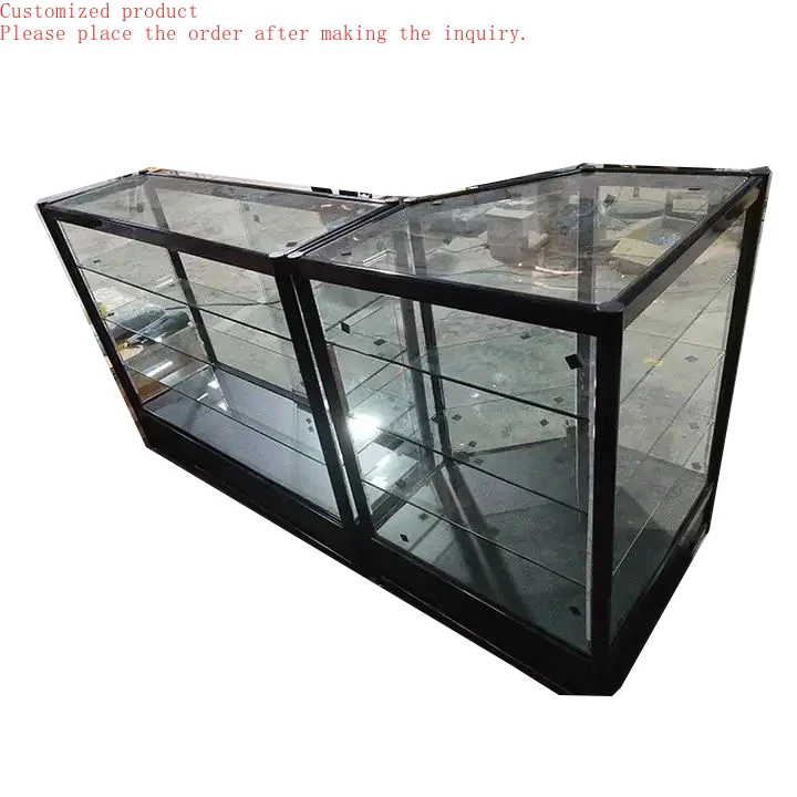 

Custom.L Shape Jewelry Glass Display Modern Tempered Glass Cabinet Glass Display Showcase With Led Lights