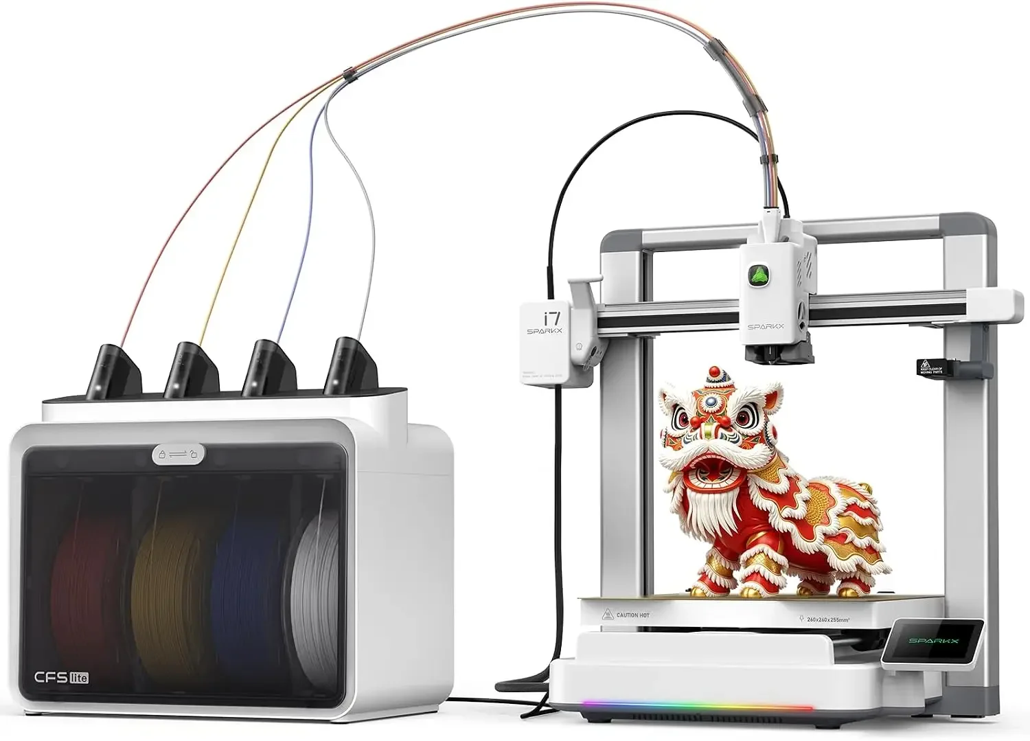 SPARKX i7 Combo Multi-Color 3D Printer, Easy Setup, AI Camera Monitoring, Automatic Filament Management, 500mm/s High-Speed