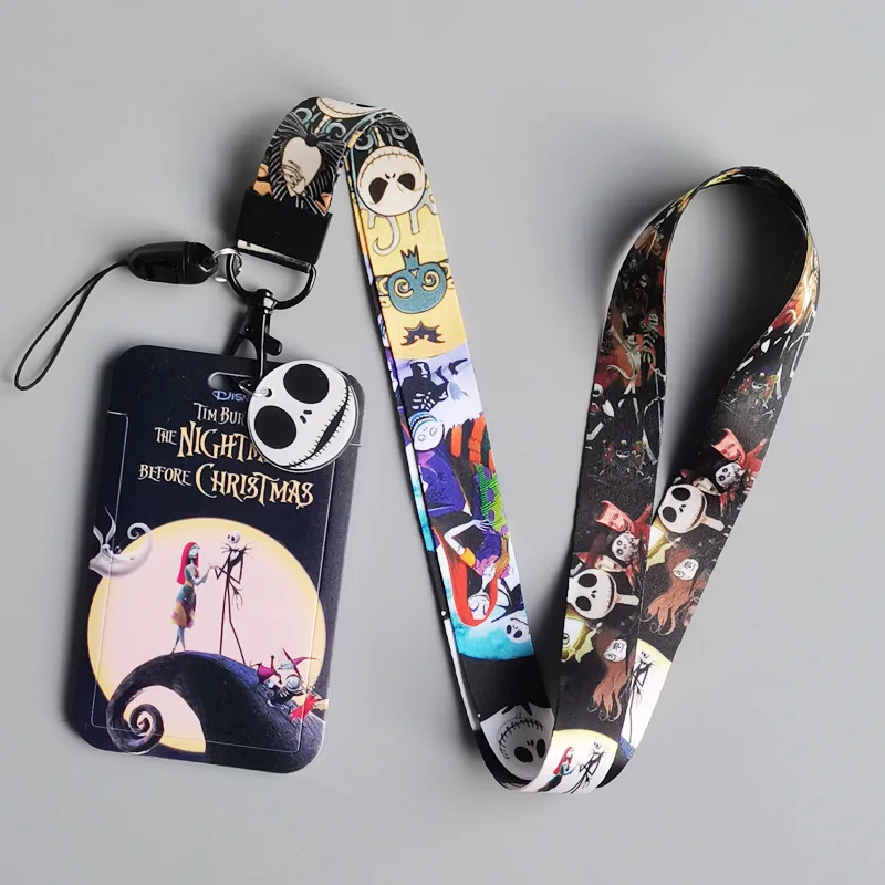 1 Set Disney Jack Skellington Pvc Card Cover Campus Card Mickey Minnie Opknoping Tas Kaarthouder Lanyard Id-kaart