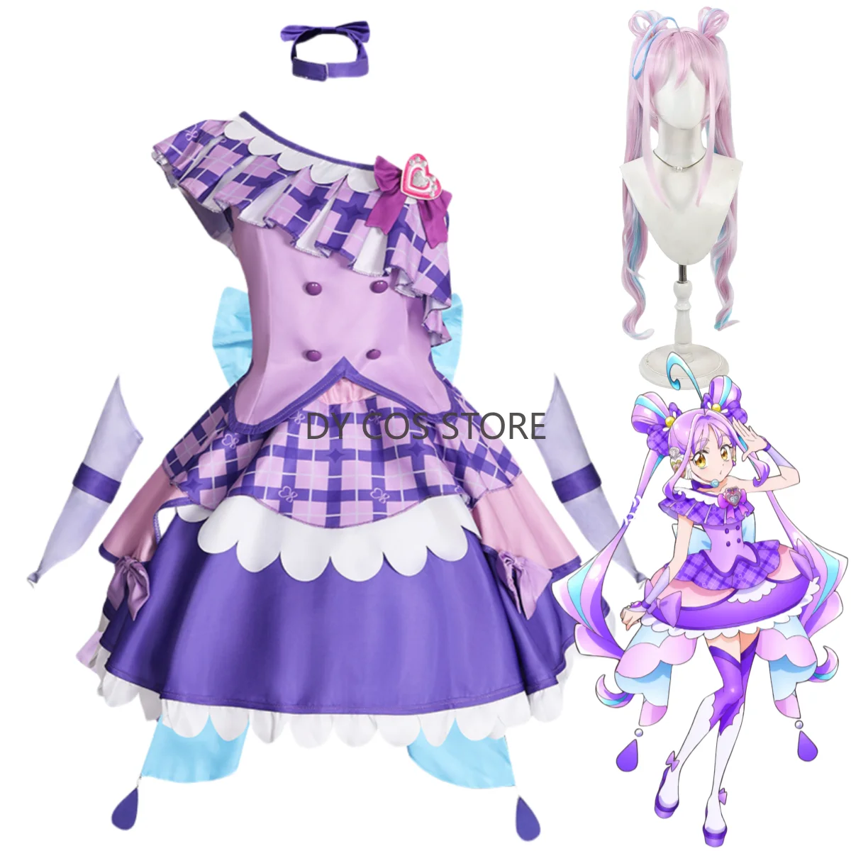 アニメあなたとアイドルプリキュアしぐれこころコスプレ衣装紫ロリータスカートウィッグ女性セクシーかわいいカーニバル仮面舞踏会スーツ