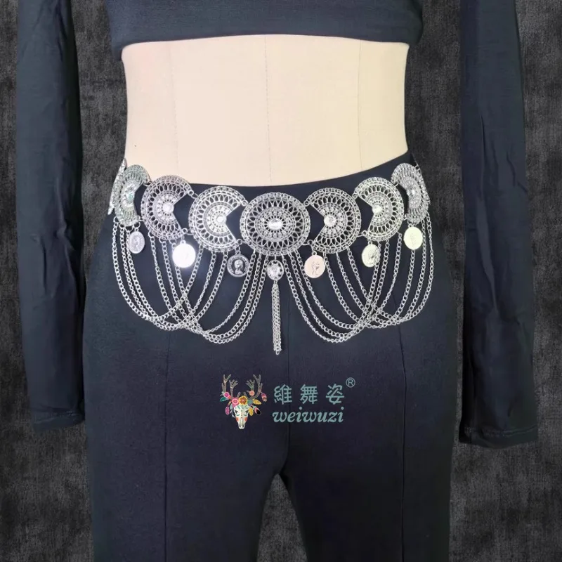 BellyDance Ethnische Vintage Metall Taille tssel Kette Weibliche Körper Schmuck Kette Orientalischen Tanz Wettbewerb Leistung Zubehör – Detail 3