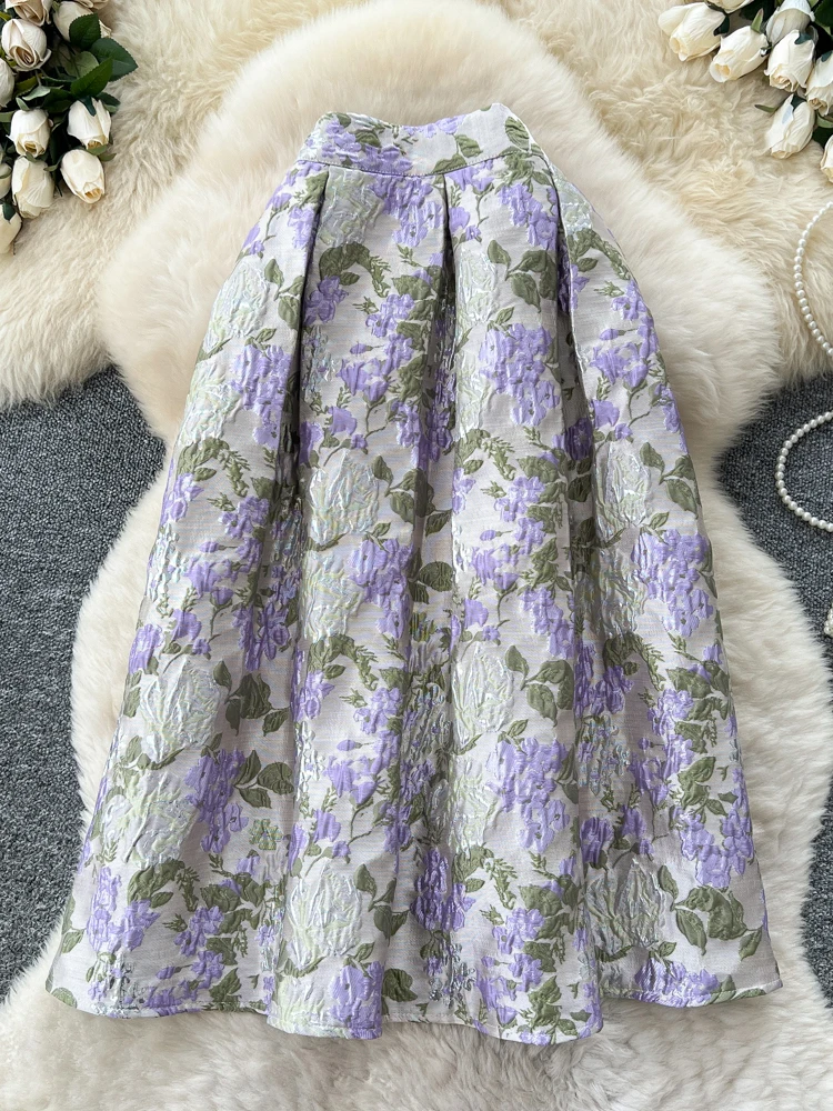 

Женская осенняя французская юбка, дворцовая ретро жаккардовая пышная полуюбка с высокой талией, утягивающая и плиссированная трапециевидная юбка Faldas, женская SK066