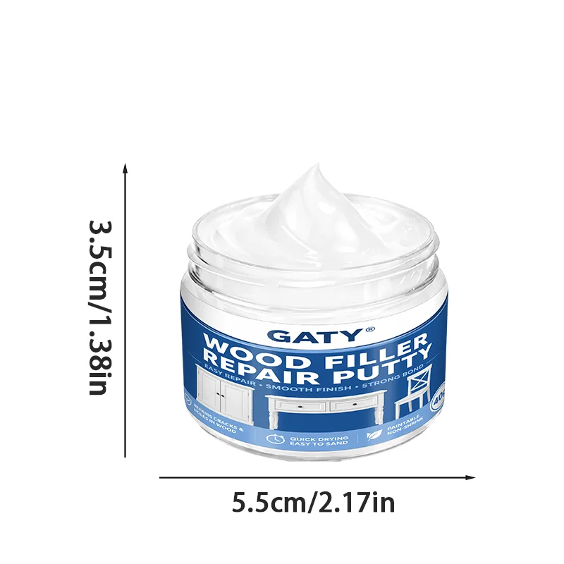 Weiße Holzfüllpaste mit Spachtel, schnelltrocknend, schrumpffrei, repariert Risse, Löcher, Kratzer, sandbar, beizbar – Detail 8