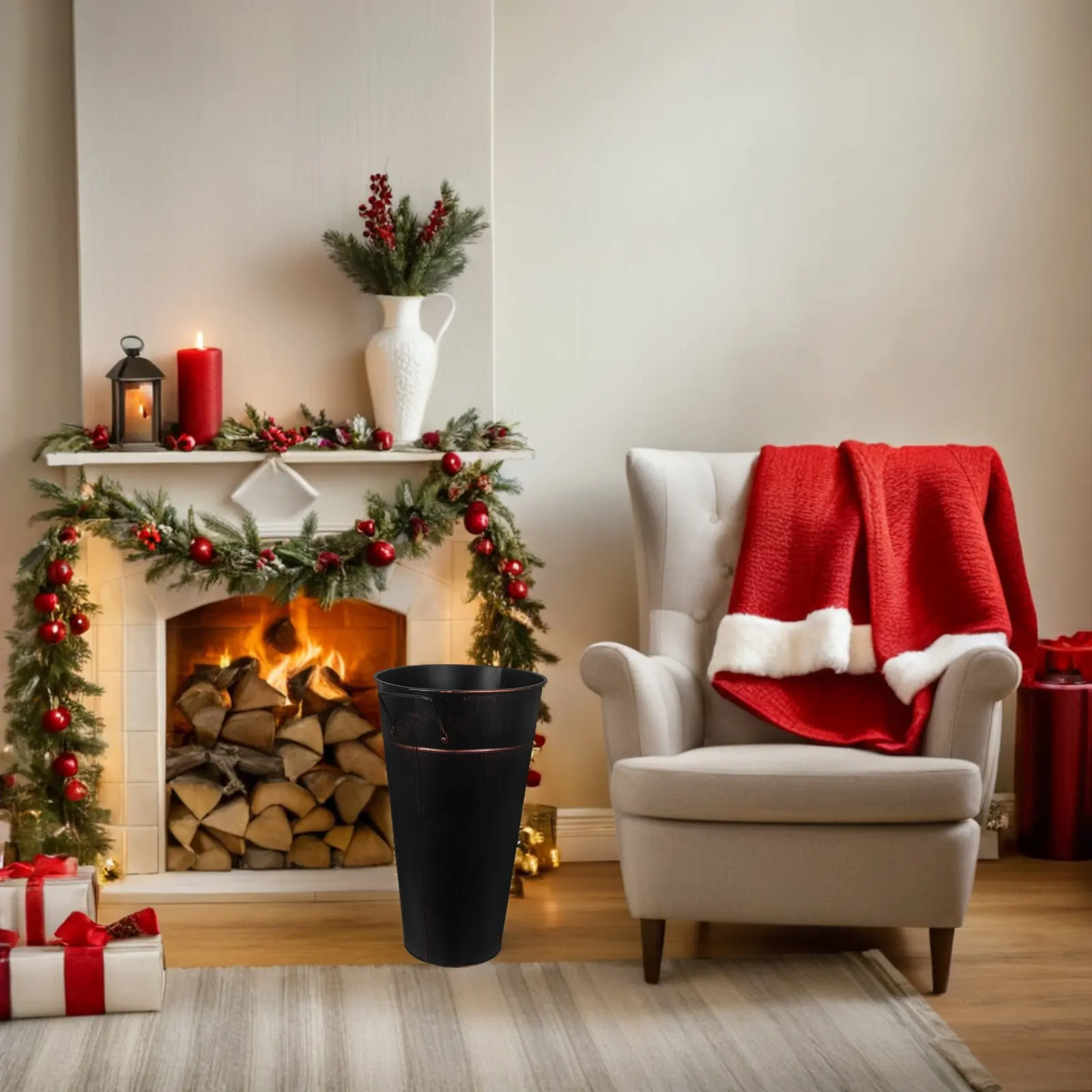Metal Tall Firewood Storage Basket Log Holder Fireplace Wood Carrier Indoor Outdoor Firewood Organizer Bin Metal Log Basket