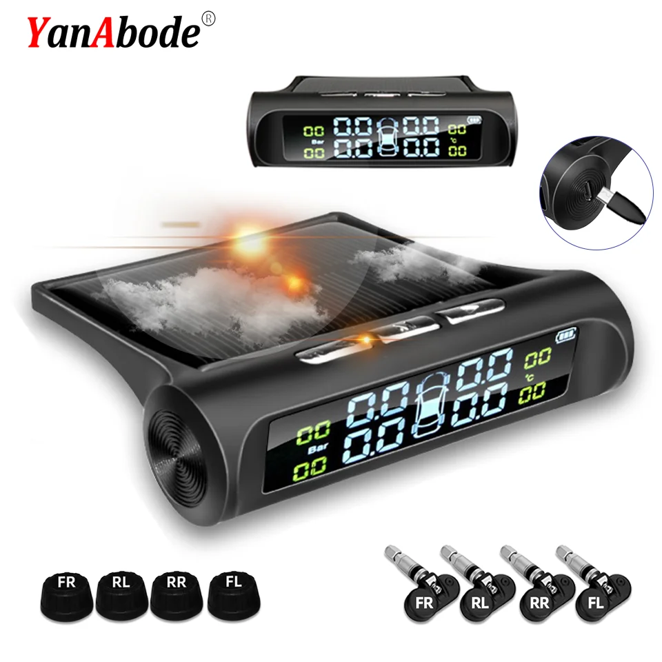 

Солнечная TPMS автомобильная система контроля давления в шинах Предупреждение о температуре давления в шинах Автомобильная охранная сигнализация