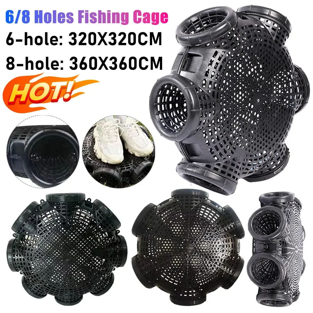 6/8 Holes Fishing Cage Loach Lobster Trap Meshs Escape-Proof Crayfish Catcher Crayfish Shrimp Smelt Eels Traps Mesh Fishing Net