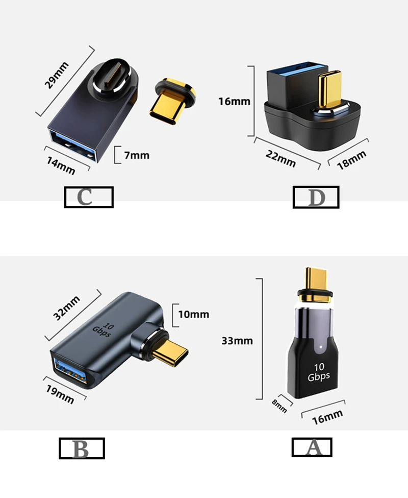 USB3.1 10Gbps Magnetic OTG Adapter USB 3.1 To Type C 5V@3A Fast Charging Magnet Converter USB C Data Adapter For U-Disk Mouse