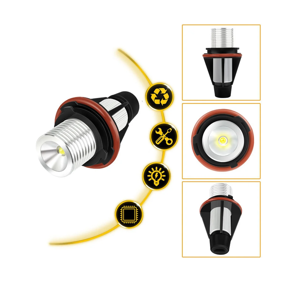 Faros LED antiniebla para Ojos de Ángel, luces de circulación diurna con decodificación roja, 5W, E39, E60