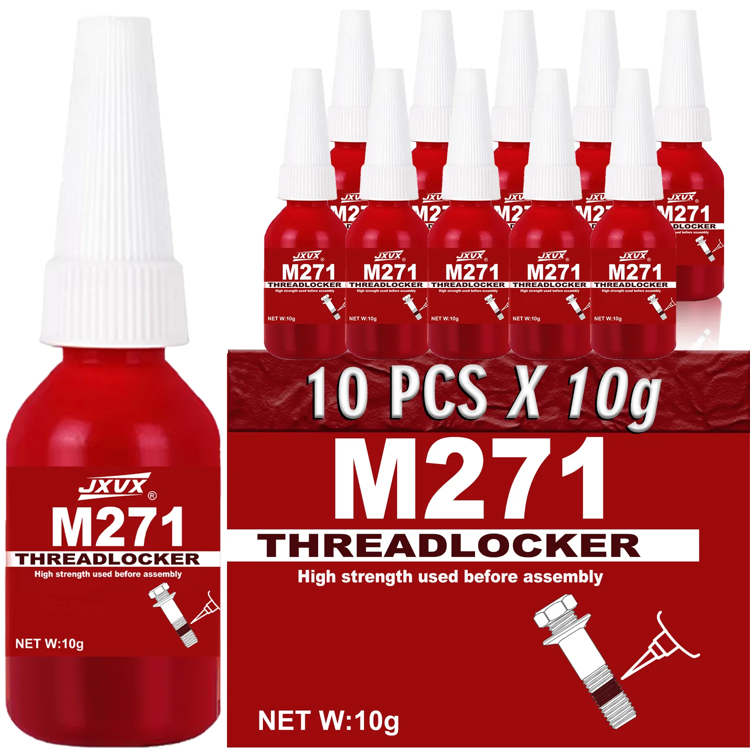 Red 271 Anti-Slip Thread Locking Compound—Anti-loosening, Securing, and Vibration-Resistant—For Metal Screws