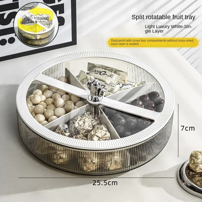 Divided Serving Tray with Luxury Lid Dried Fruit Storage Box 4 Grid Nuts Platter Candy Plate for Home Appliance