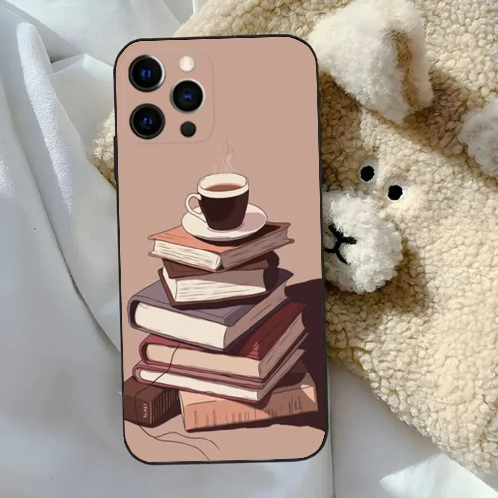 Read Books illustration  Phone Case For Apple iPhone 15,14,13,12,11,Pro,X,XS,Max,XR,Plus,Mini Soft Black Cover