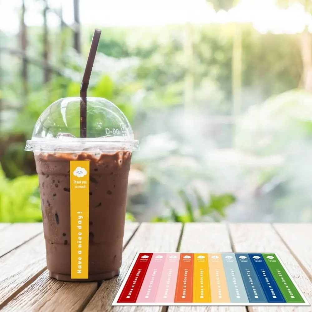 100Pcs/10 Sheets Thank You For Your Support Milk Tea Sticker Small Business Rectangle Seal Label Water Bottle Coffee