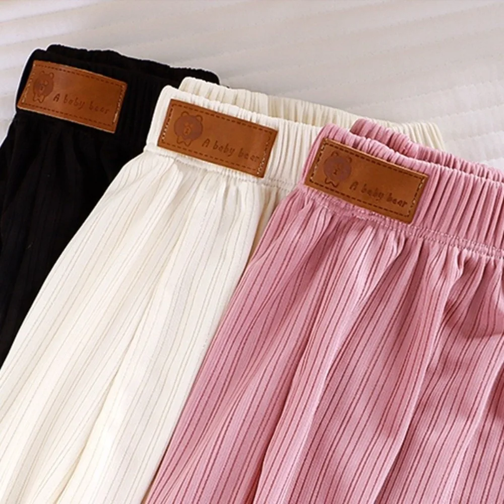 Quick Dry Ice Silk Fabric Kids Pants Breathable Lightweight Lantern Pants Wide Leg Elastic Cuffs Casual Trousers Daily Wear