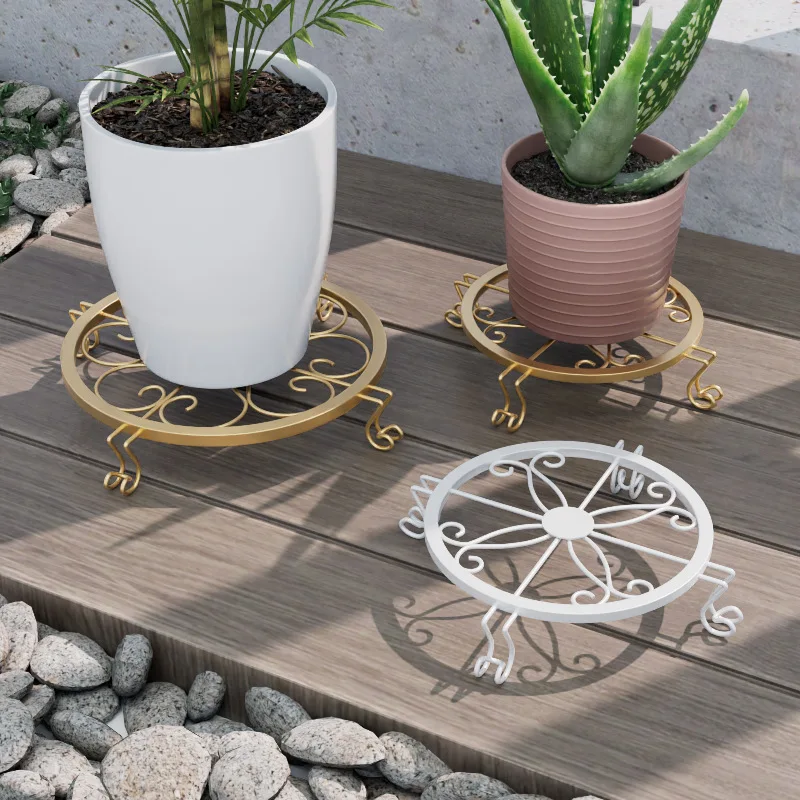 Balcony floor-to-ceiling wrought iron flower rack Indoor and outdoor simple flower pot rack Small dill potted plant base flower