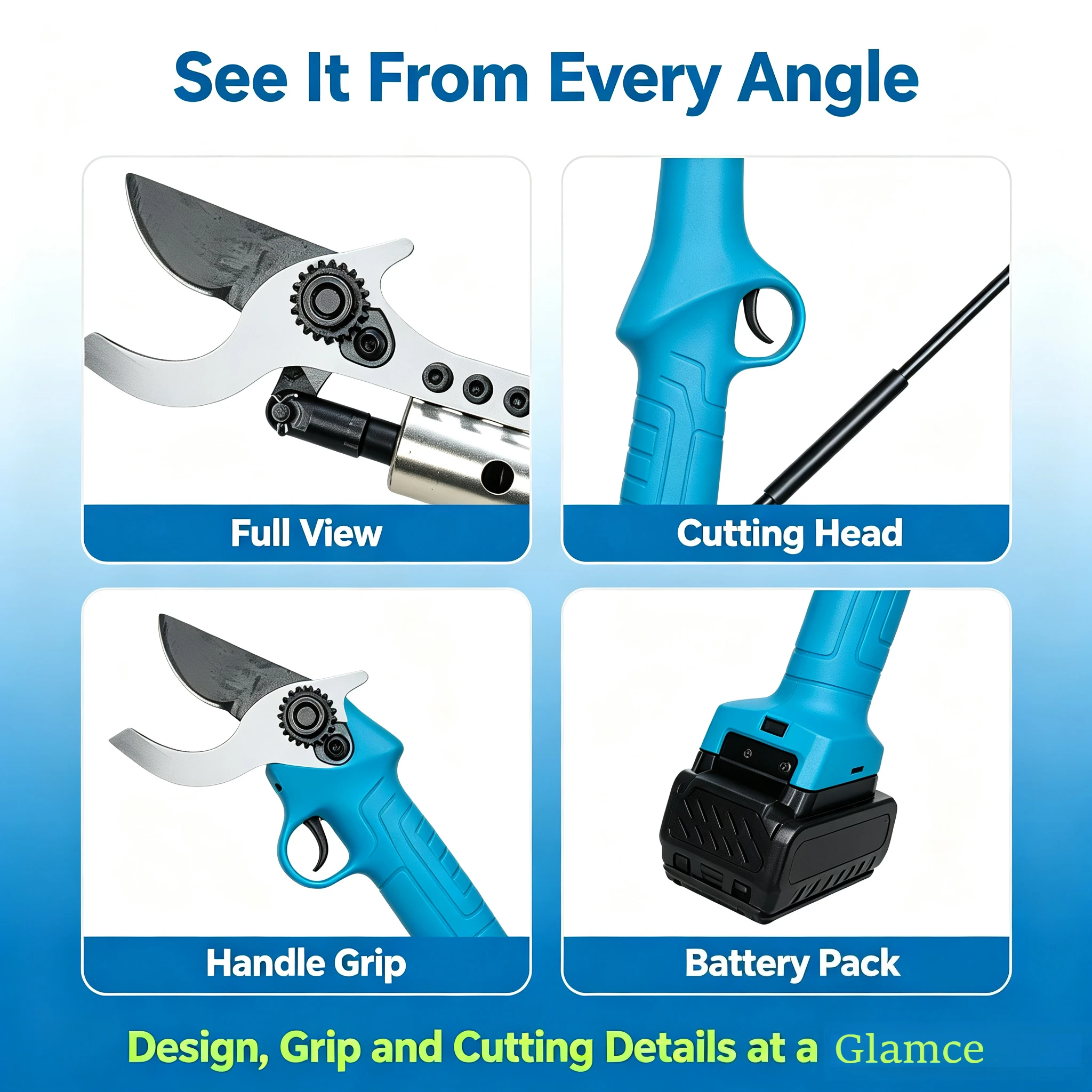 Rechargeable Electric High-Branch Shears With Extended Rod, High-Altitude Garden Lithium-Ion Tree Pruning Shears