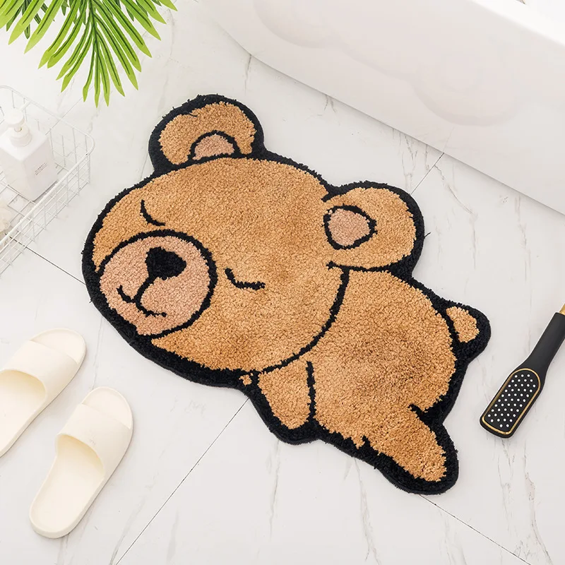 

Cartoon Dog Bath Mat Animal Cute Cat Shape Soft Tufted Bathroom Rug Non-slip Absorbent Floor Mat Home Decor Carpet Doormat