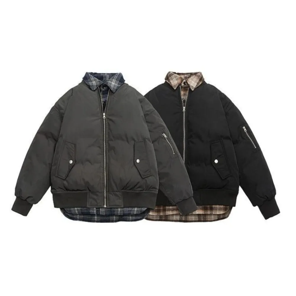 ​Men Women Quilted Cotton Blazer Winter Streetwear Loose Fitting Thermal Layered Coat with Retro Design​